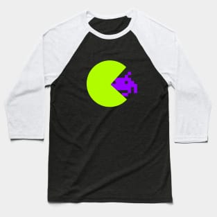 PACMAN vs SPACE INVADER GREEN NEON Baseball T-Shirt